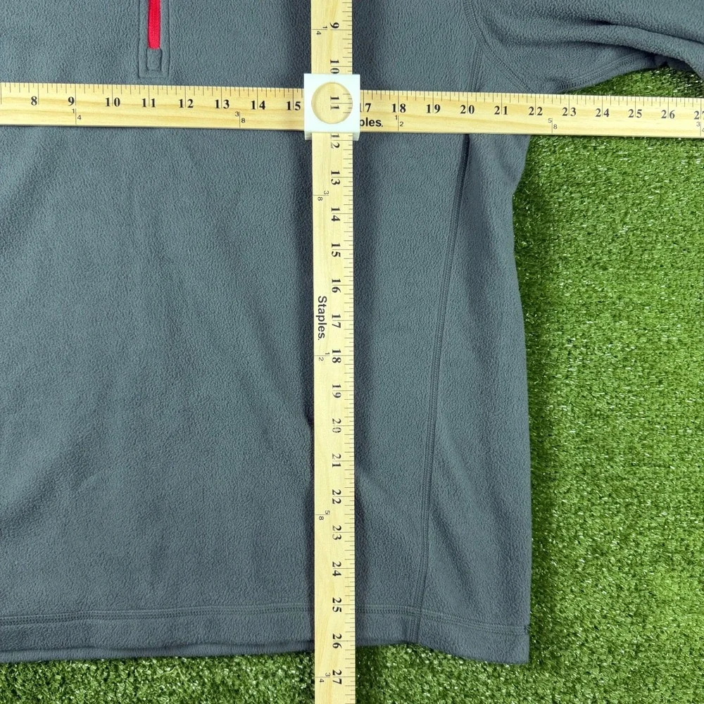 The North Face Mens Gray Quarter Zip Fleece Pullover Red‎ Logo Large NF0A3LSA